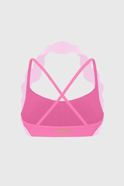 Scallop-Halter Contrast Bra