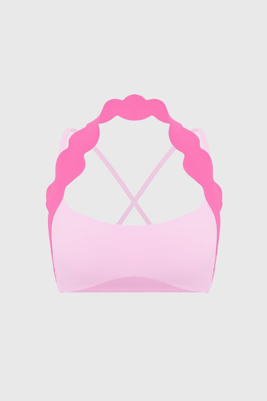 Scallop-Halter Contrast Bra