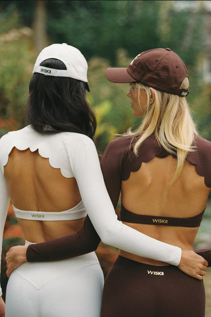 V-Cut Halter Bra & Scalloped Long Sleeve Sports Shrug