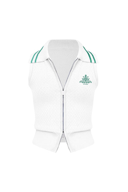 Slim-Fit Cable Knit Zip Vest