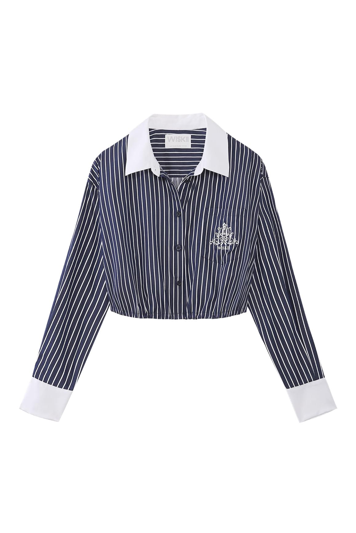 Stripe Button-Down Crop Shirt