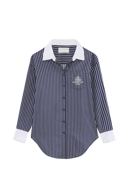 Stripe Button-Down Longline Shirt