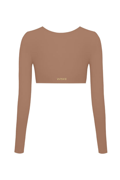 Twist-Front Long Sleeve Crop Top