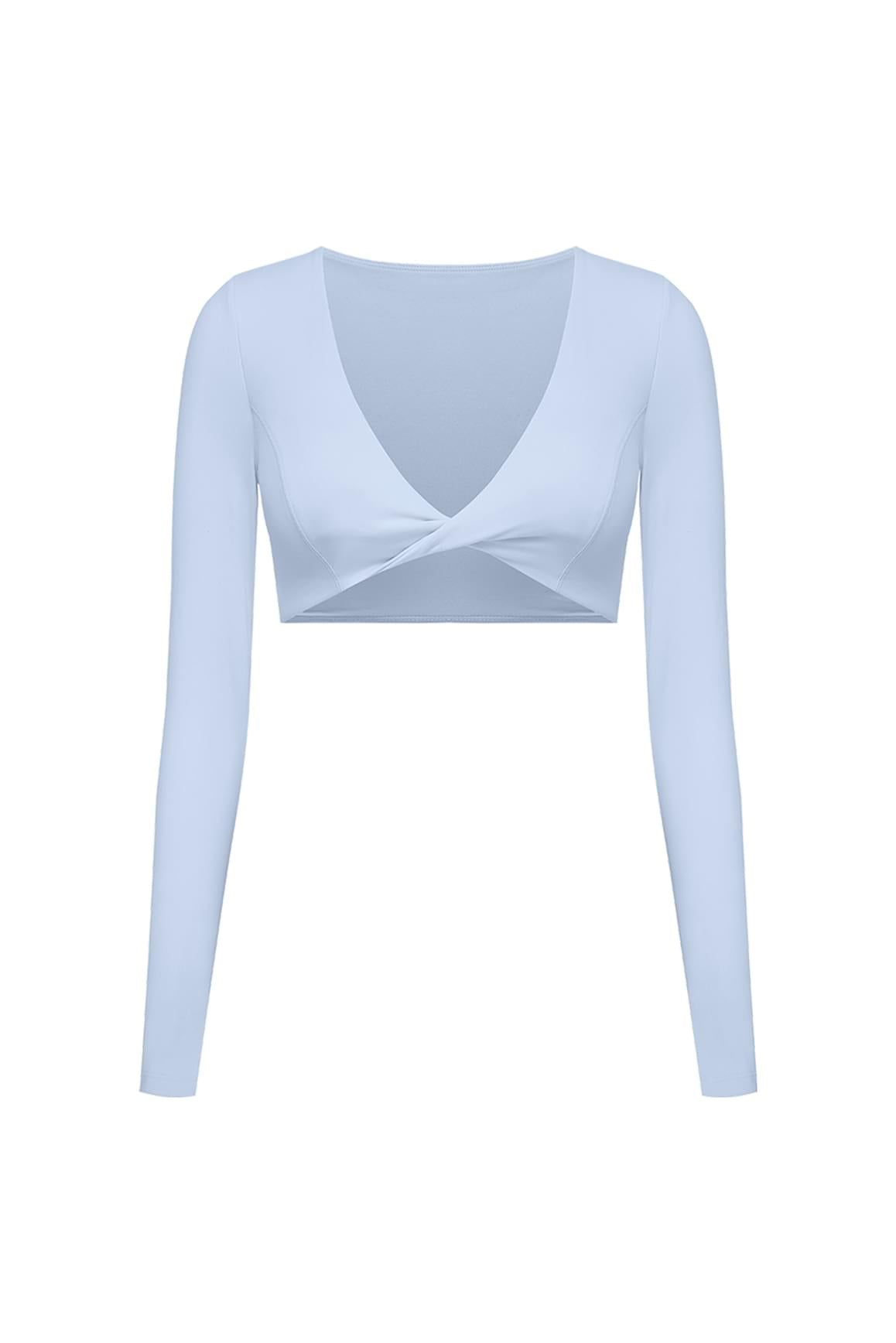 Twist-Front Long Sleeve Crop Top