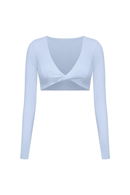 Twist-Front Long Sleeve Crop Top