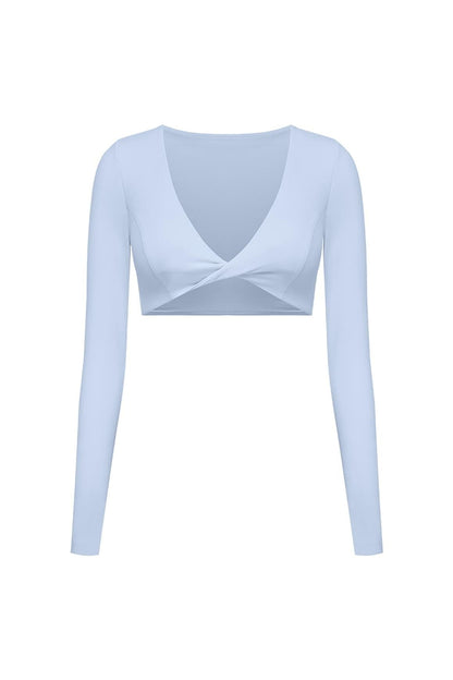 Twist-Front Long Sleeve Crop Top
