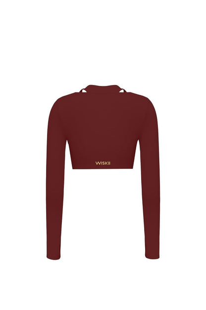 Twist-Front Shoulder Cut Crop Top