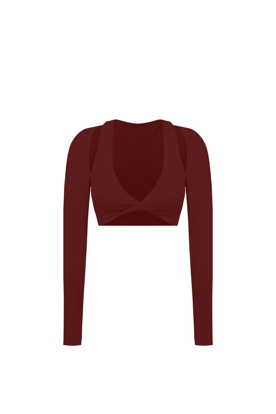 Twist-Front Shoulder Cut Crop Top