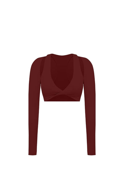 Twist-Front Shoulder Cut Crop Top