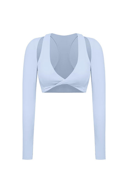 Twist-Front Shoulder Cut Crop Top