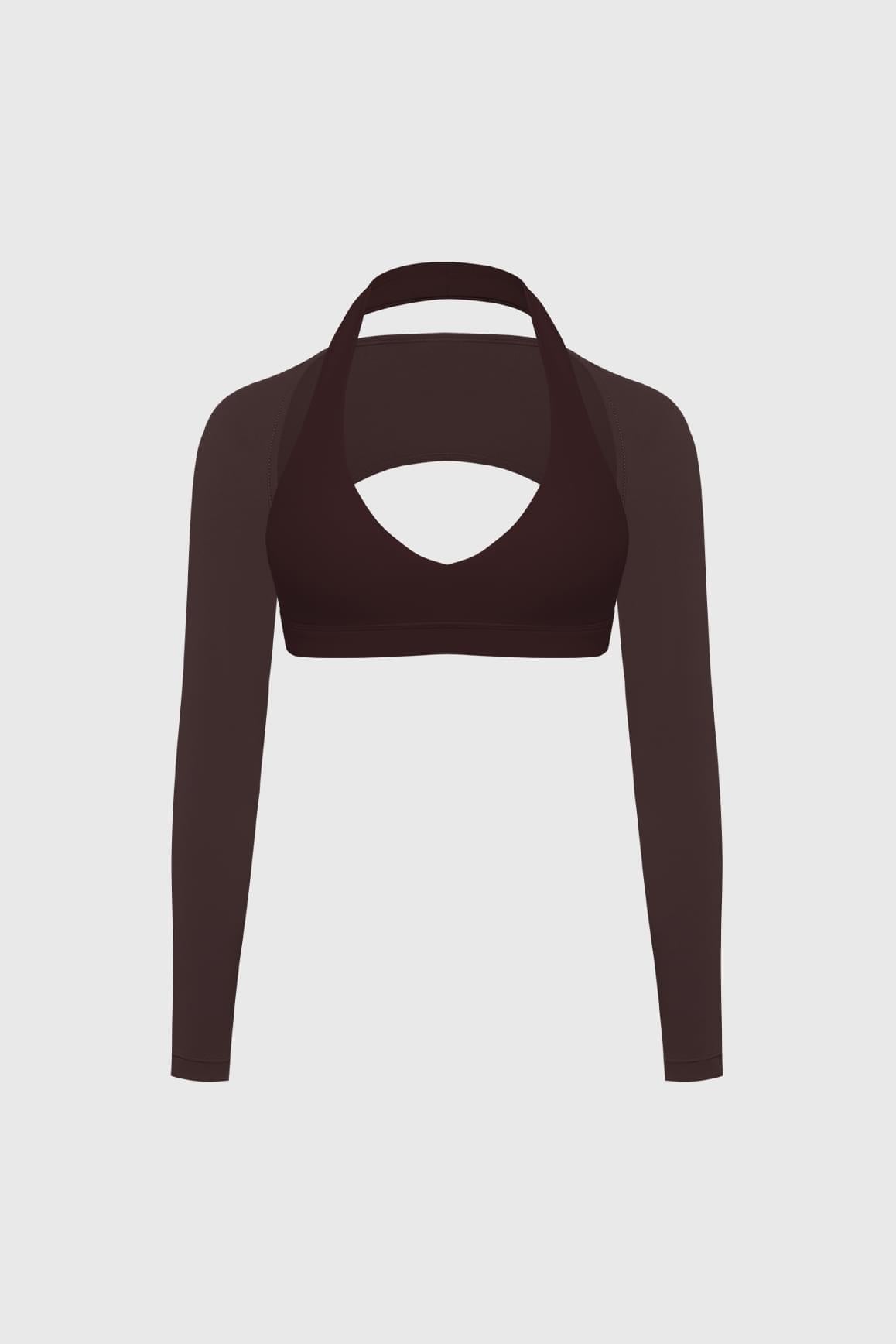 V-Cut Halter Bra & Minimal Long Sleeve Sports Shrug