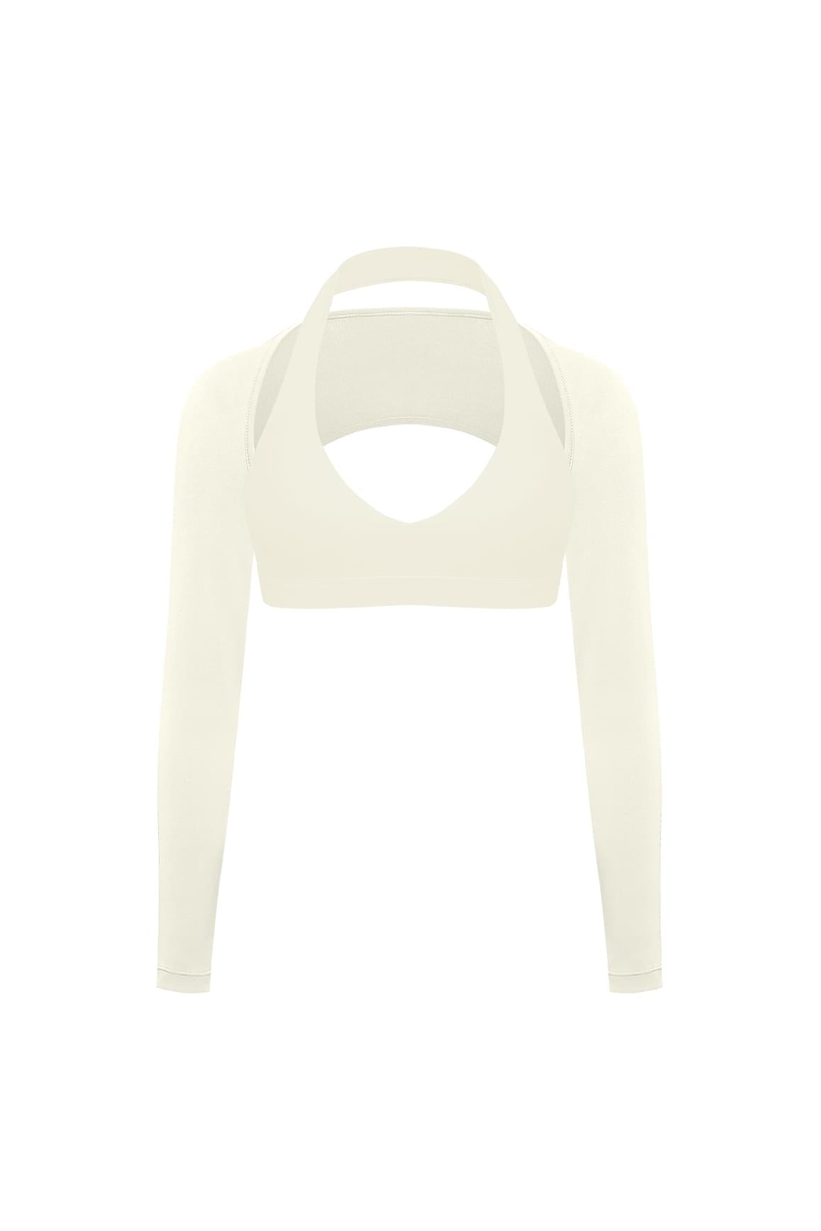 V-Cut Halter Bra & Minimal Long Sleeve Sports Shrug