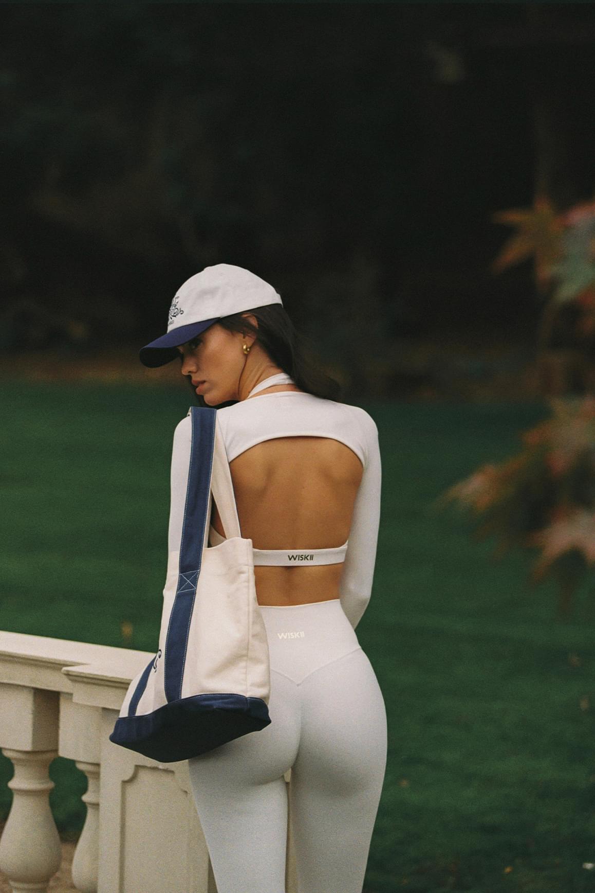 V-Cut Halter Bra & Minimal Long Sleeve Sports Shrug