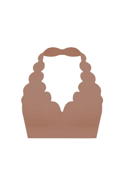V-Cut Scallop Halter Bra