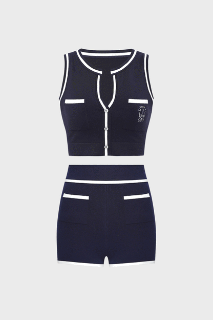 Mirto Knit Button Tank Top & Mirto Knit Mini Short