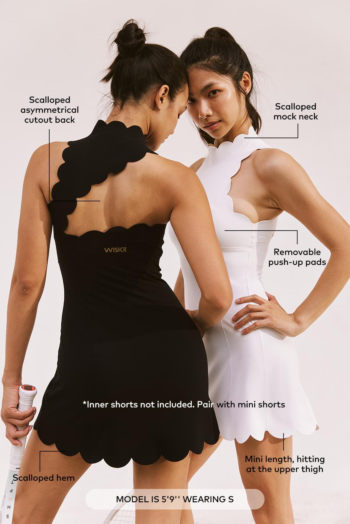 Scallop Back Mock Neck Dress