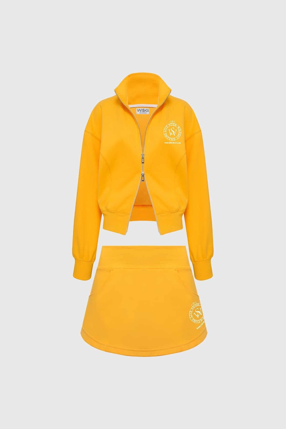 Wiskii Two-Way Zipper Jacket & Stylish Ease Mini Sweat Skirt