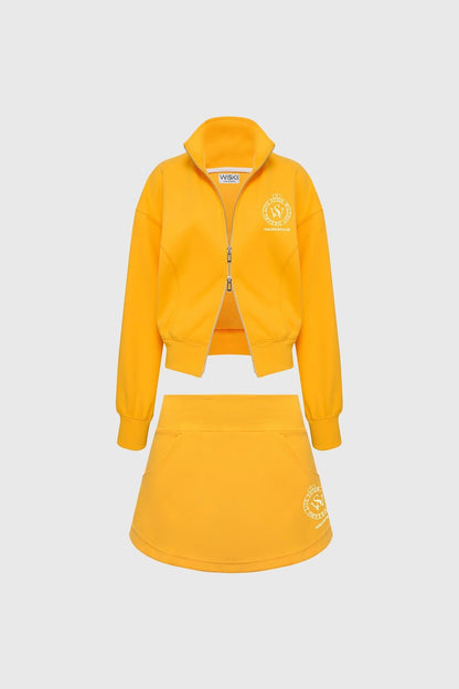 Wiskii Two-Way Zipper Jacket & Stylish Ease Mini Sweat Skirt