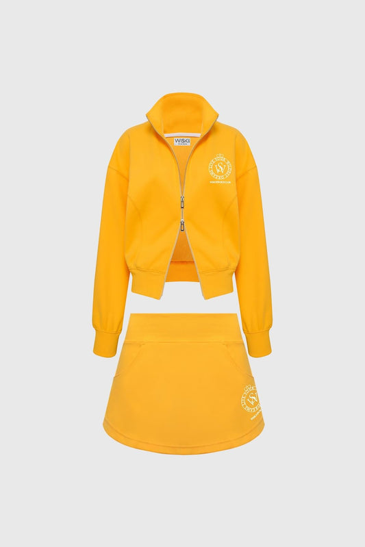 Wiskii Two-Way Zipper Jacket & Stylish Ease Mini Sweat Skirt