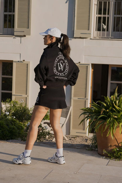 Wiskii Two-Way Zipper Jacket & Stylish Ease Mini Sweat Skirt